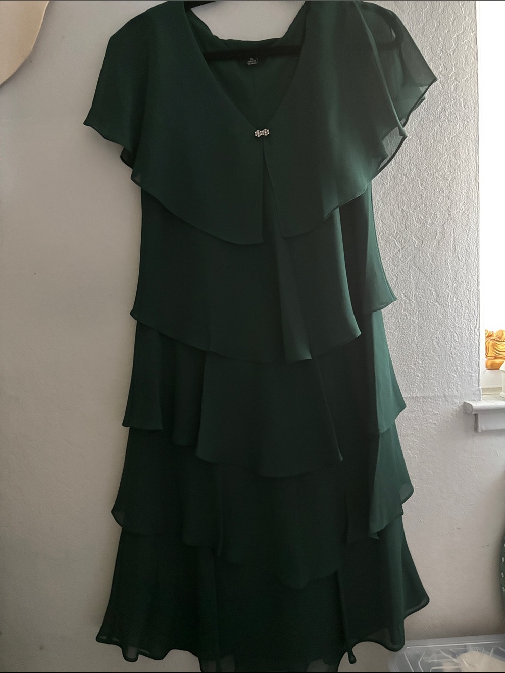 Elegant Dark Green Layered Women’s Dress
